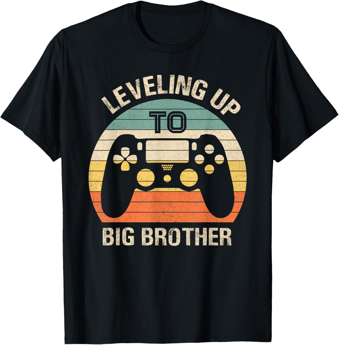 Leveling up to Big Brother 2025 funny gamer vintage kids men T-Shirt - T-Shirt | Black