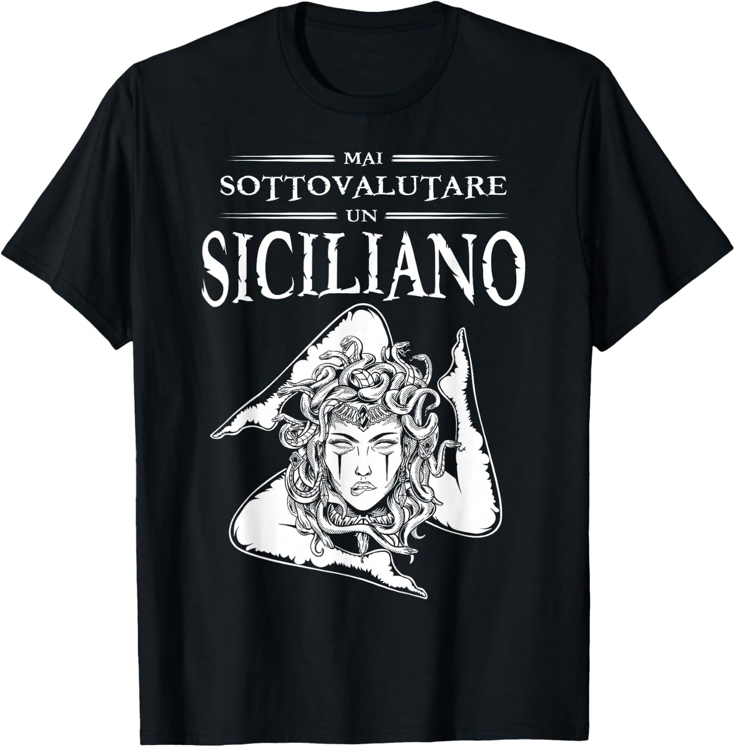 Never Underestimate A Sicilian Trinacria Sicilia Heraldik T-Shirt - T-Shirt | Black