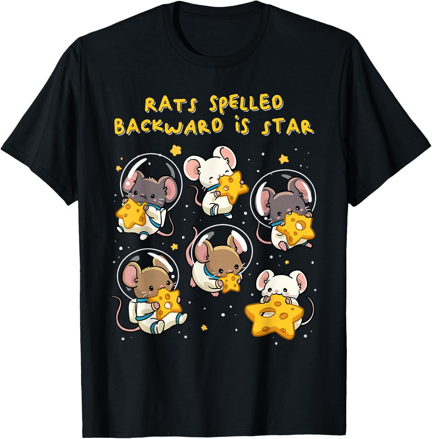 Rats Spelled Backward is Star Funny Space Rat Mice Anagram T-Shirt - T-Shirt | Black