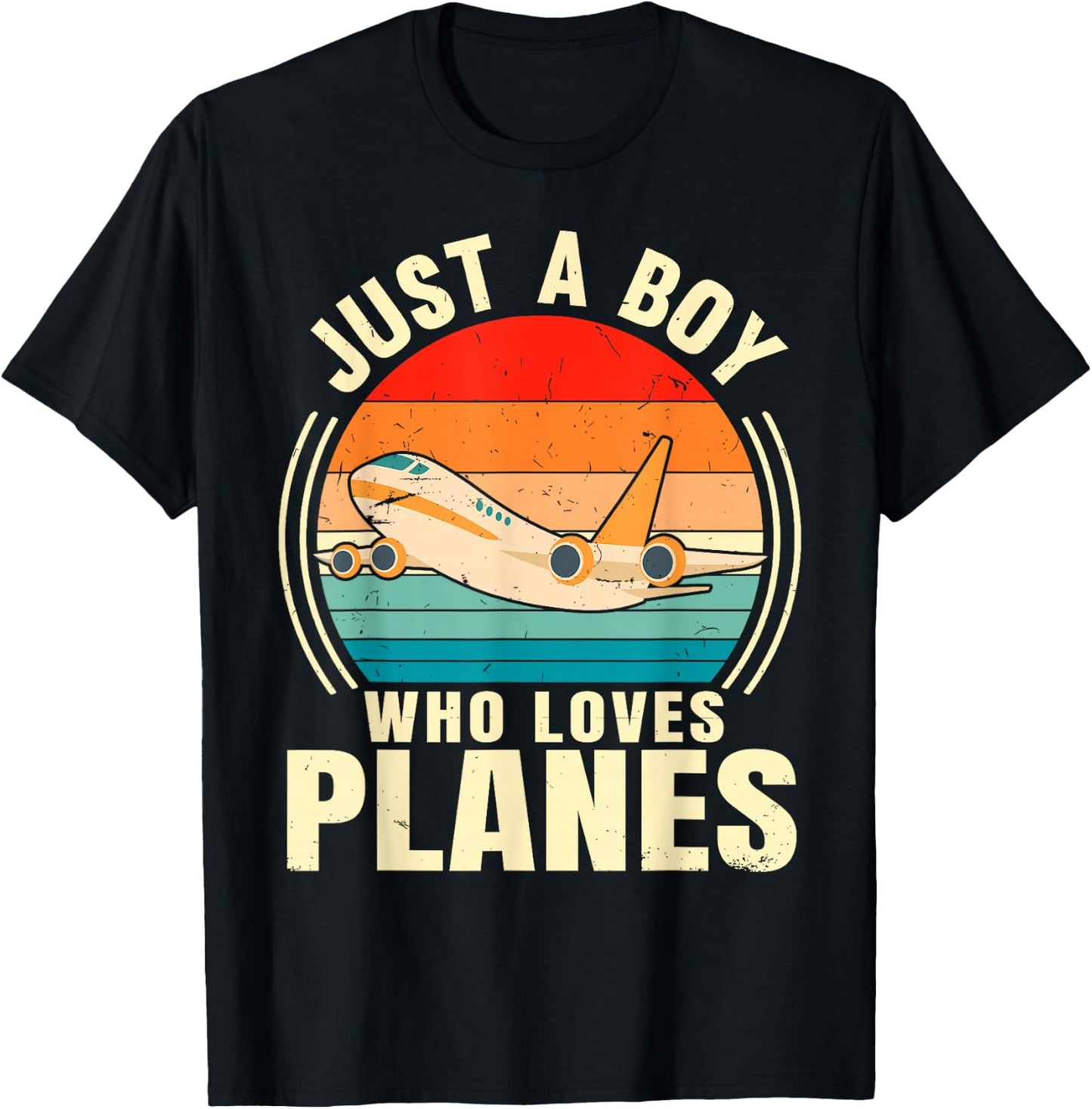 Just A Boy Who Loves Planes Airplane Aircraft Lovers T-Shirt - T-Shirt | Black