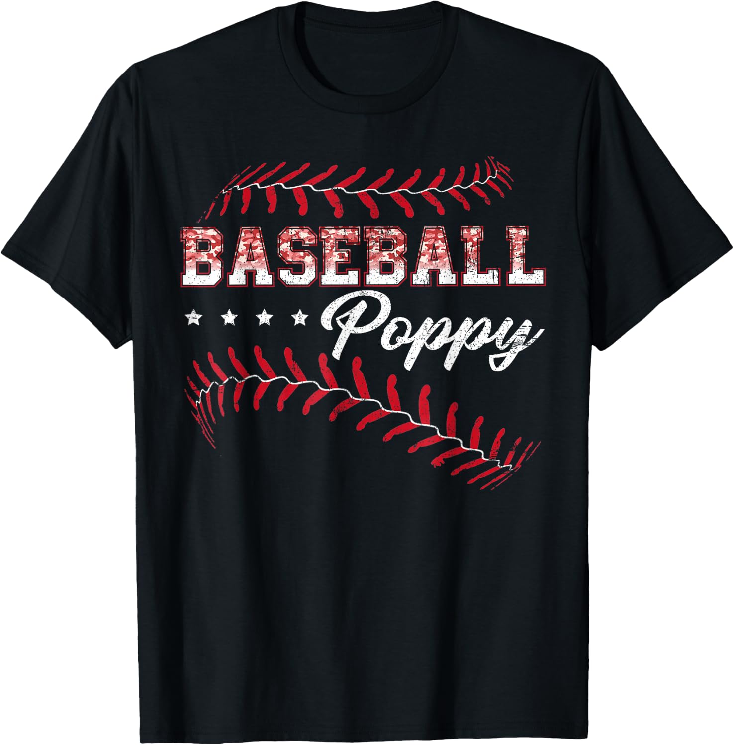 Baseball Poppy Funny Baseball Player Sports Fathers Day T-Shirt - T-Shirt | Black