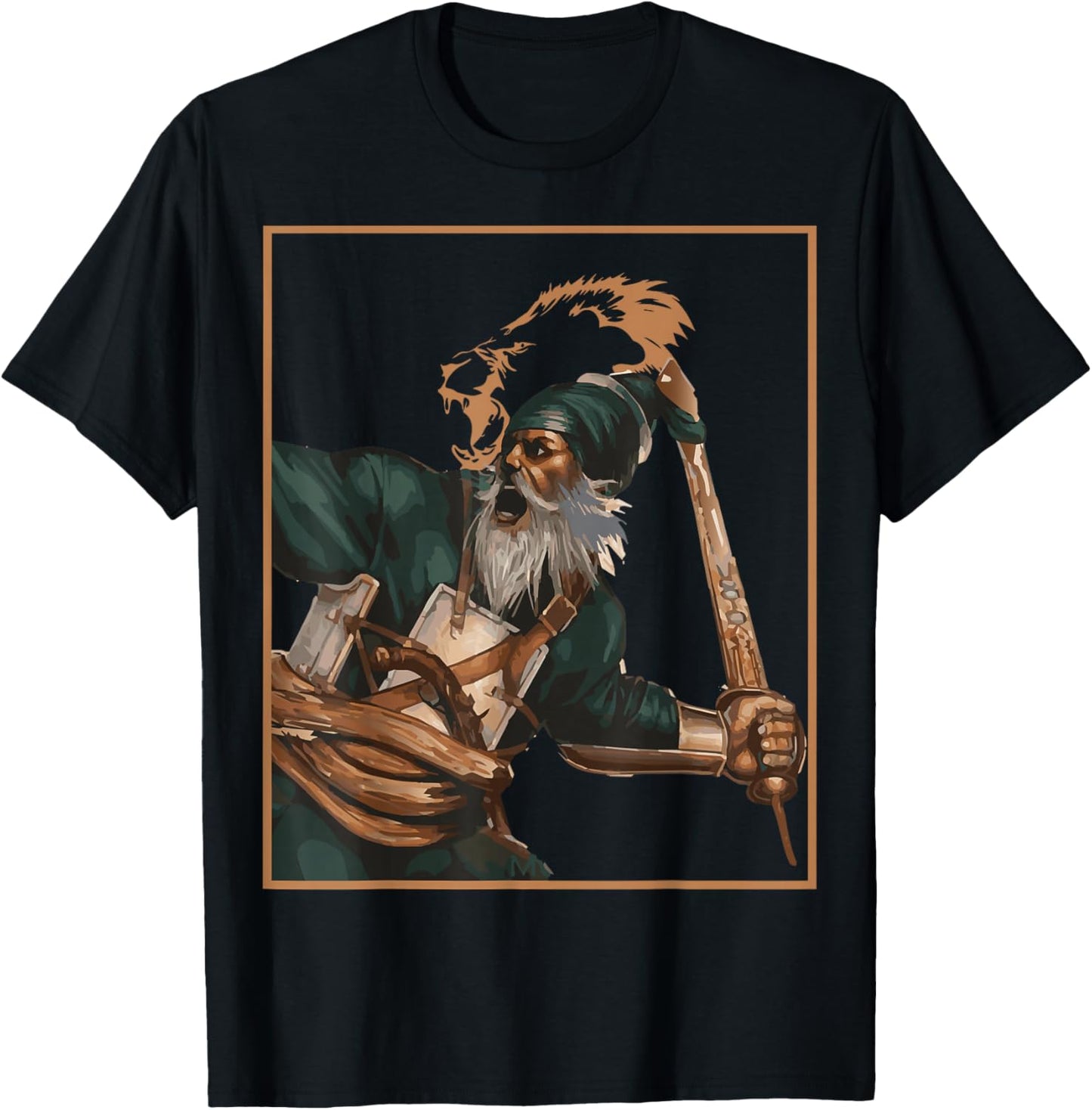Sikh Martyr Baba Deep Singh Shahid Khanda Lion T-Shirt - T-Shirt | Black