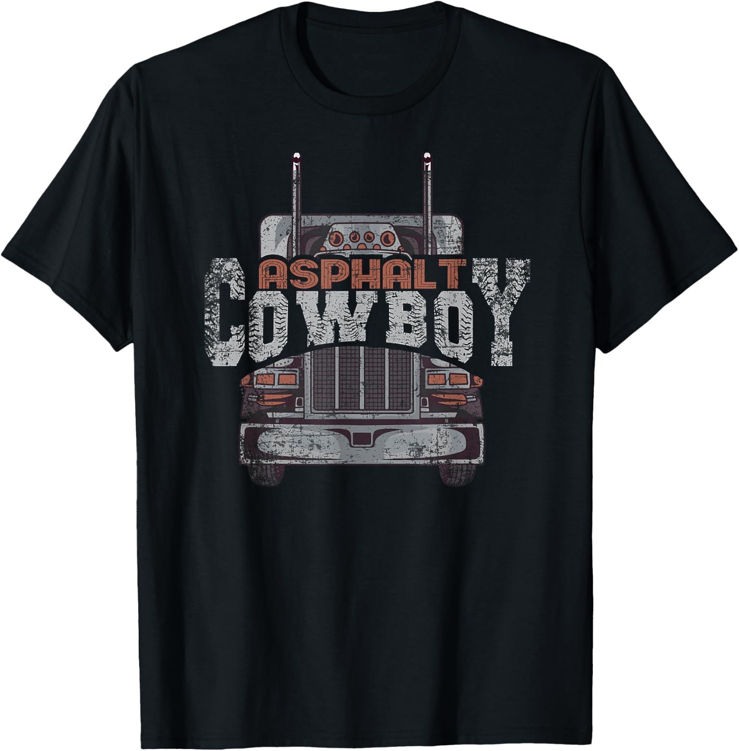 Asphalt Cowboy Cool Truck Driver Design Trucker T-Shirt - T-Shirt | Black