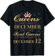 Real Queens Are Born On December 12, 12th December Birthday T-Shirt - T-Shirt | Black