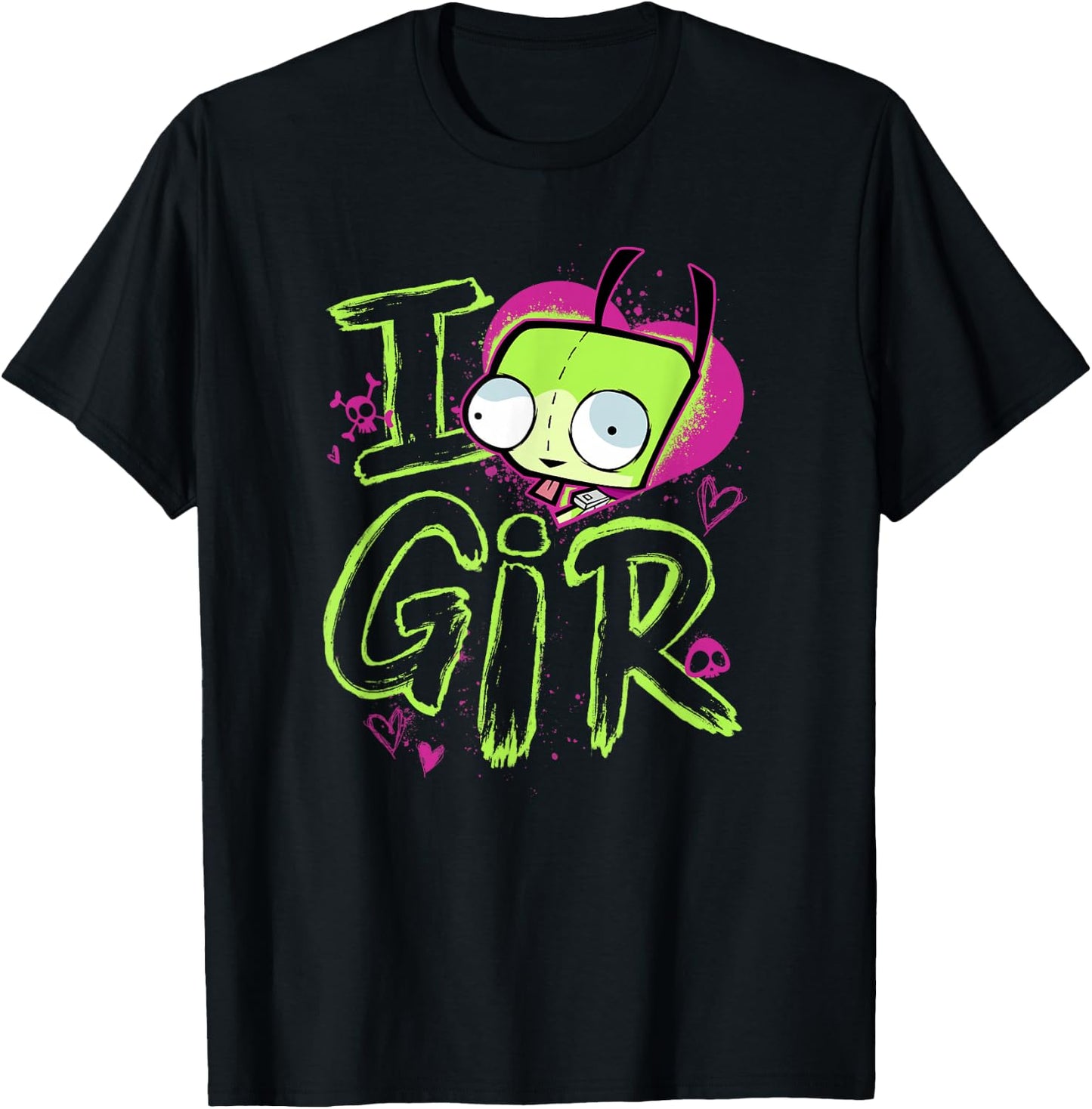Invader Zim Valentine's Day I Love Gir Small T-Shirt - T-Shirt | Black