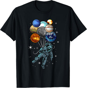 Astronaut Space Balloons Moon Mars Planets | Astronaut T-Shirt - T-Shirt | Black