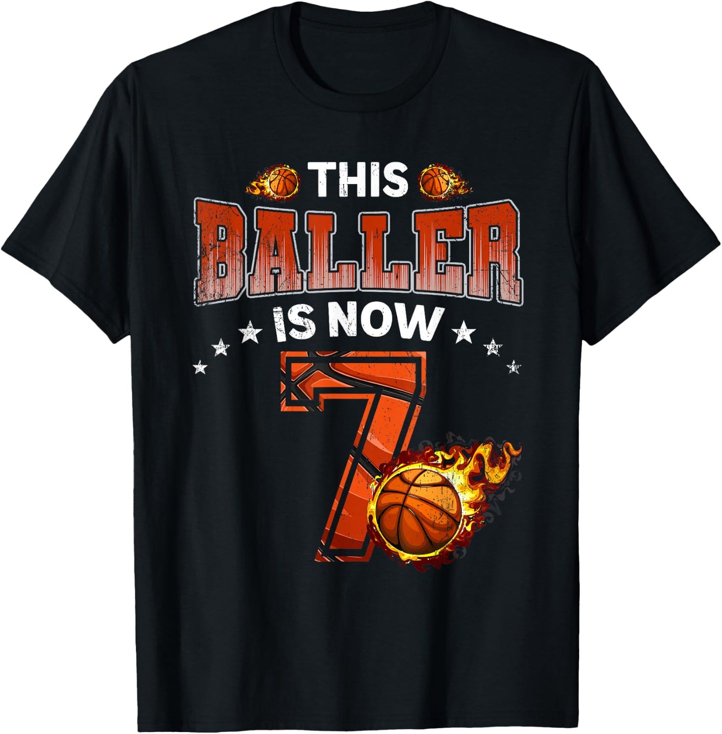 7th Birthday Boys Basketball Player Gifts 7 Years Old Kids T-Shirt - T-Shirt | Black