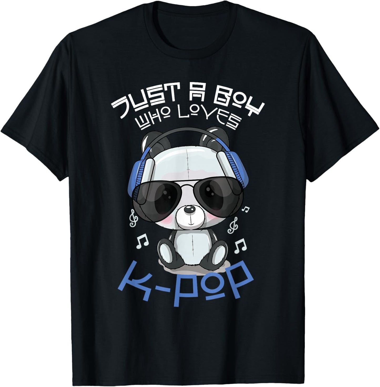 Just A Boy Who Loves K-Pop Korean Pop Music Korea Panda T-Shirt - T-Shirt | Black