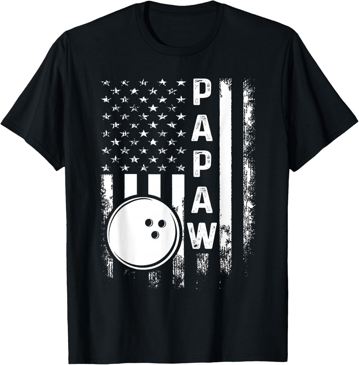 Bowling Papaw American Flag Vintage Christmas Xmas T-Shirt - T-Shirt | Black