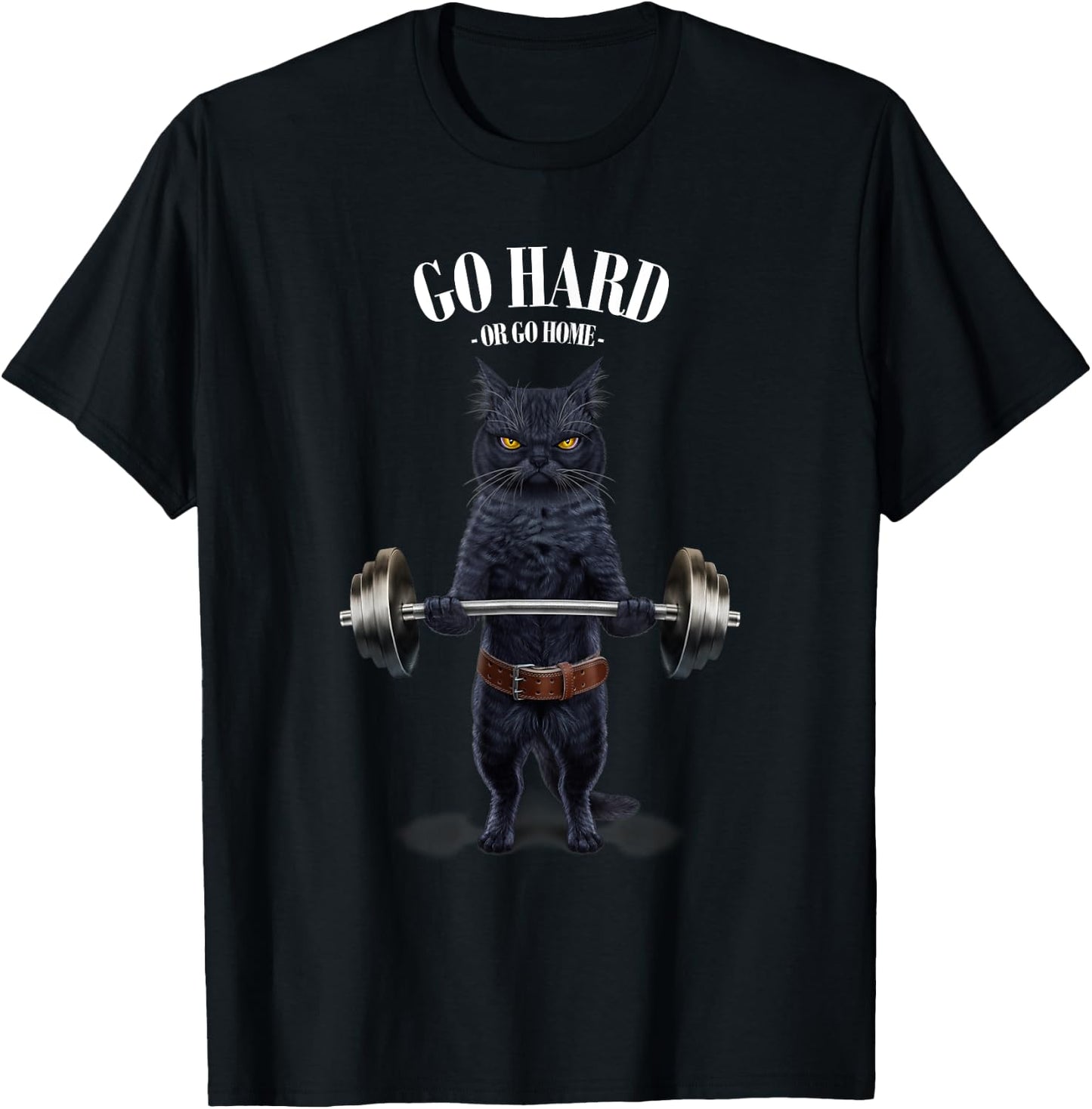 Black Cat Weightlifting in Fitness Gym T-Shirt - T-Shirt | Black