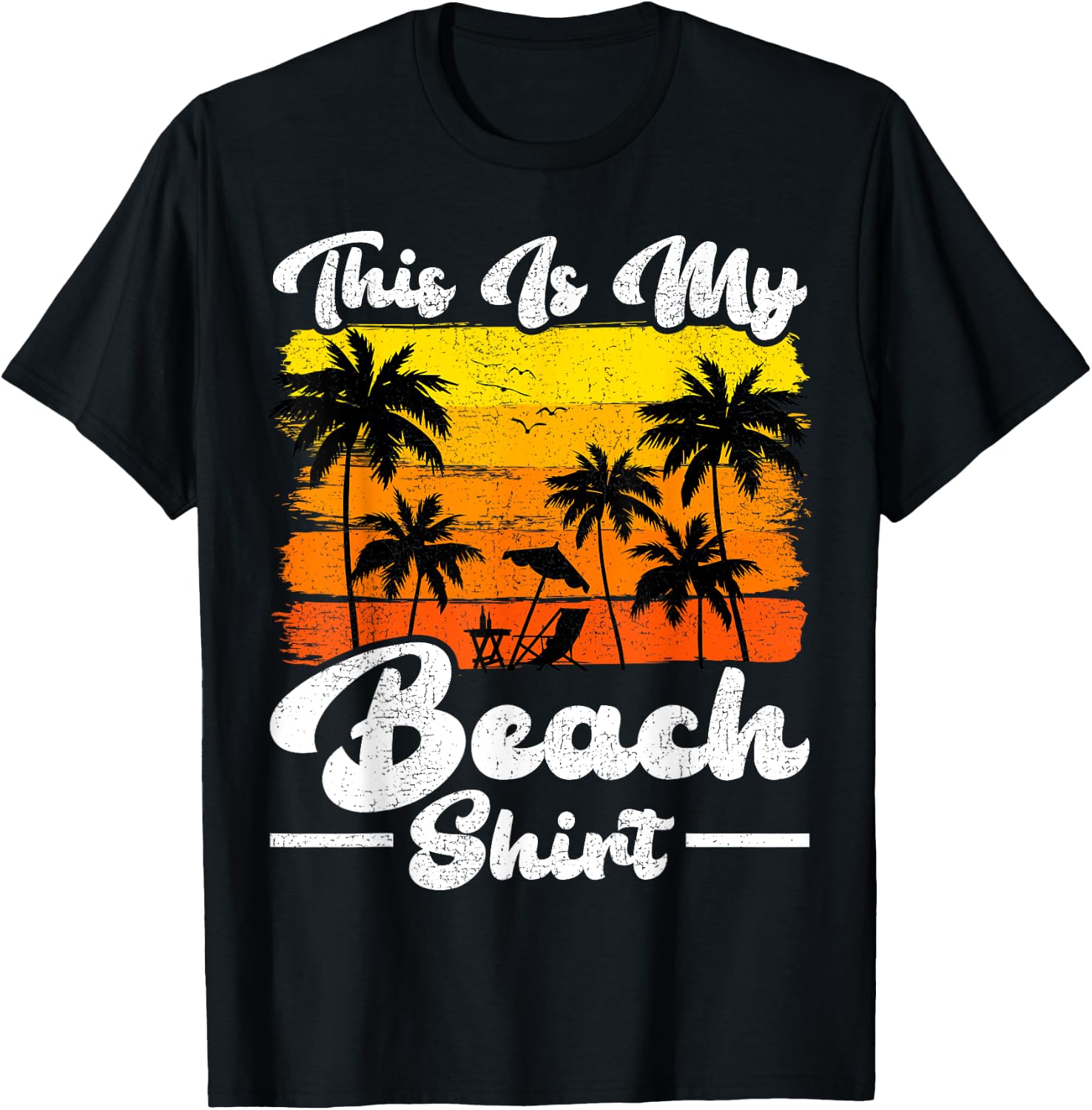 Summer Vacation Vintage Retro Palm Tree This Is My Beach Women Girls Kids T-Shirt - T-Shirt | Black