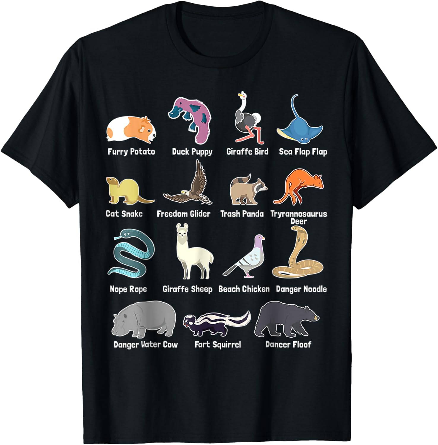 Animals Of The World - Rare Exotic Animals Funny Memes Gift T-Shirt - T-Shirt | Black