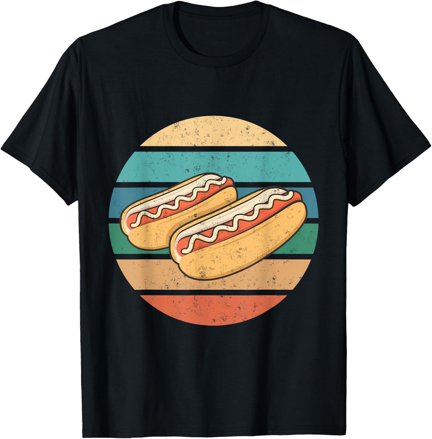 Vintage retro style background hotdogs, for hotdog lovers T-Shirt - T-Shirt | Black