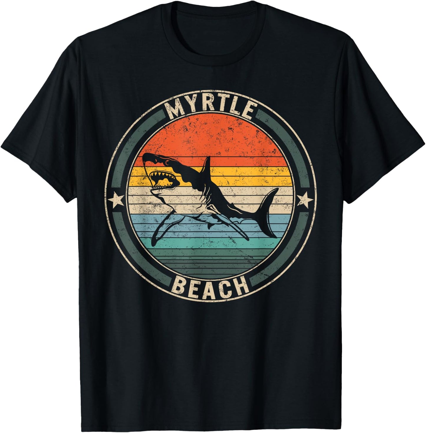 Myrtle Beach South Carolina Shark SC Souvenir Beach Lover T-Shirt - T-Shirt | Black