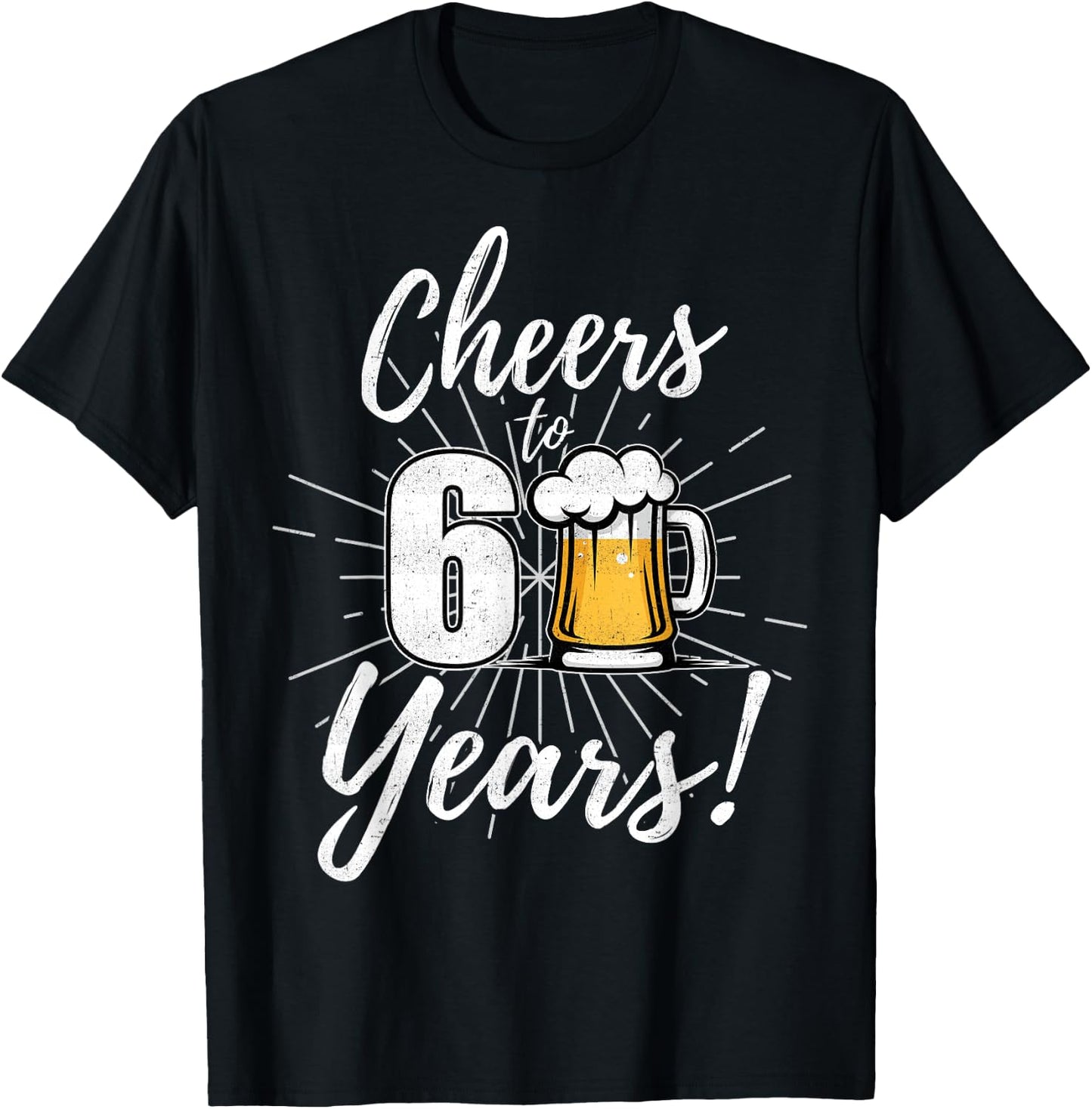 Cheers To 60 Years 60th Birthday Beer T-Shirt - T-Shirt | Black