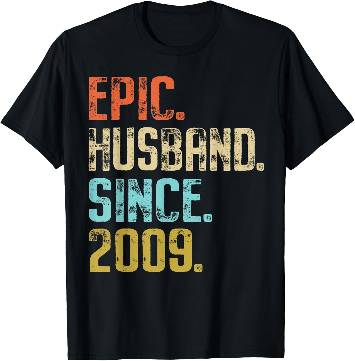 12th Wedding Anniversary Epic Husband Since 2009 T-Shirt - T-Shirt | Black