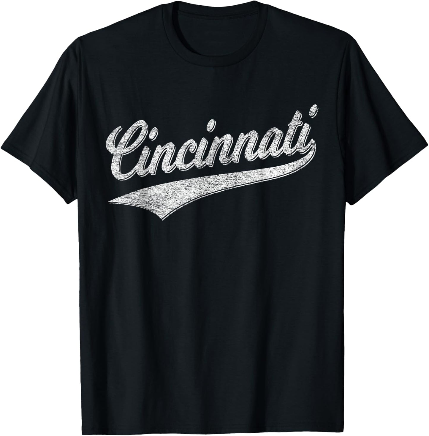 Cincinnati Ohio Retro Script Sports Jersey Flag T-Shirt - T-Shirt | Black