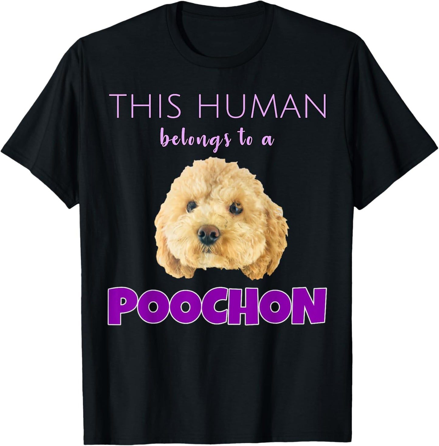 This Human belongs to a Poochon puppy dog owner gift T-Shirt - T-Shirt | Black
