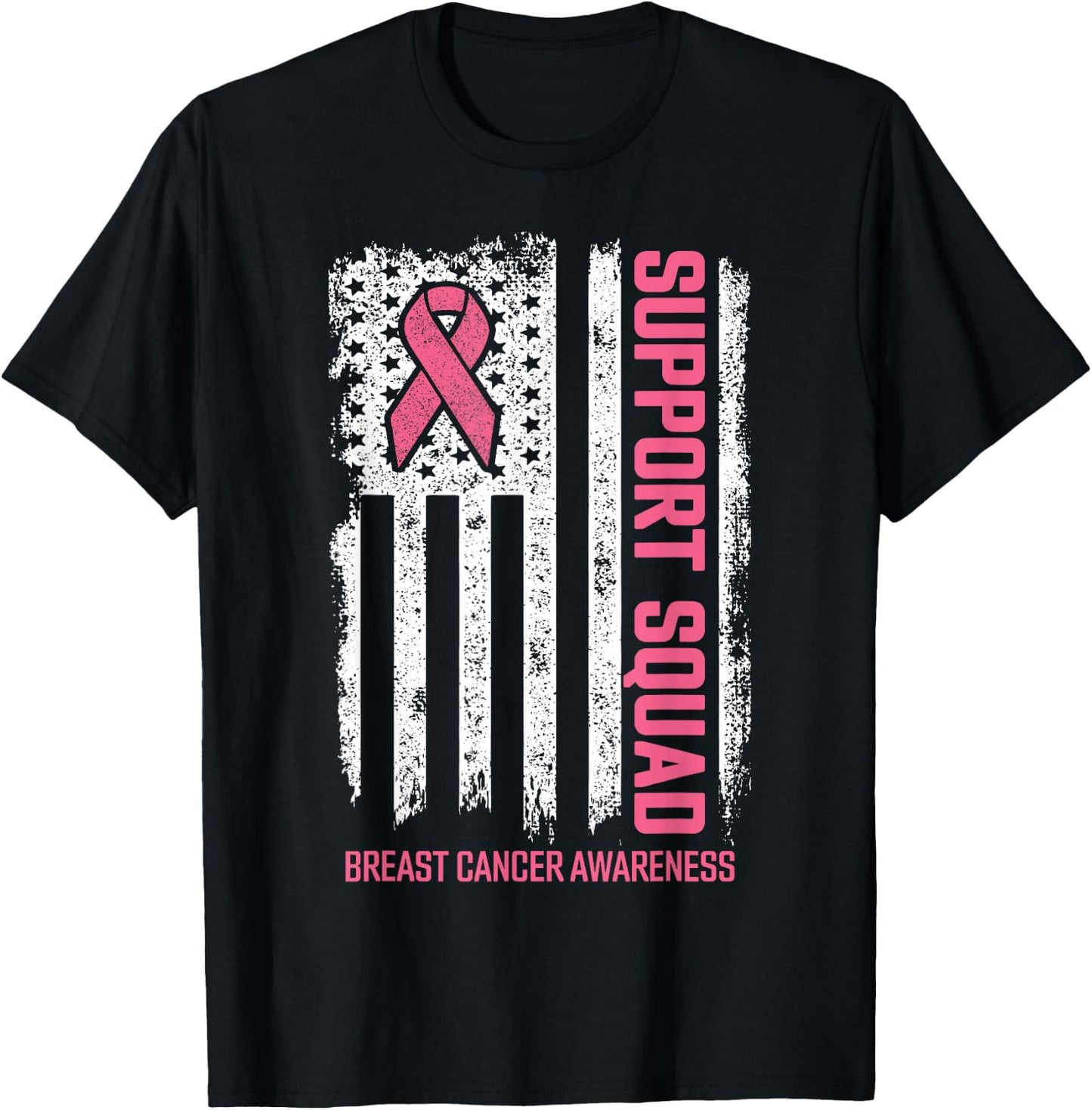Breast Cancer Support Squad Breast Cancer Awareness T-Shirt - T-Shirt | Black