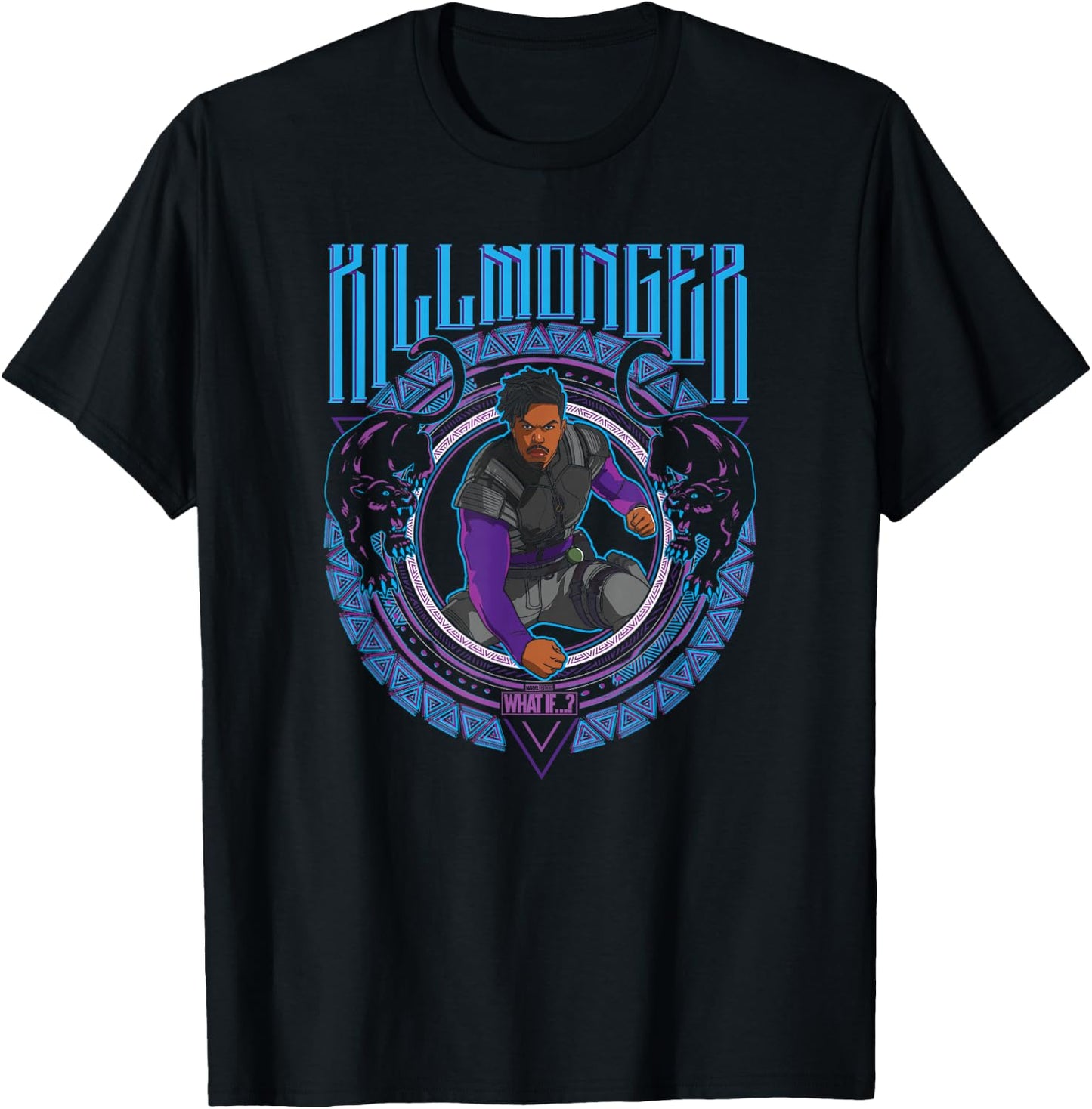 Marvel What If Killmonger Black Panther Wakanda Circle T-Shirt - T-Shirt | Black