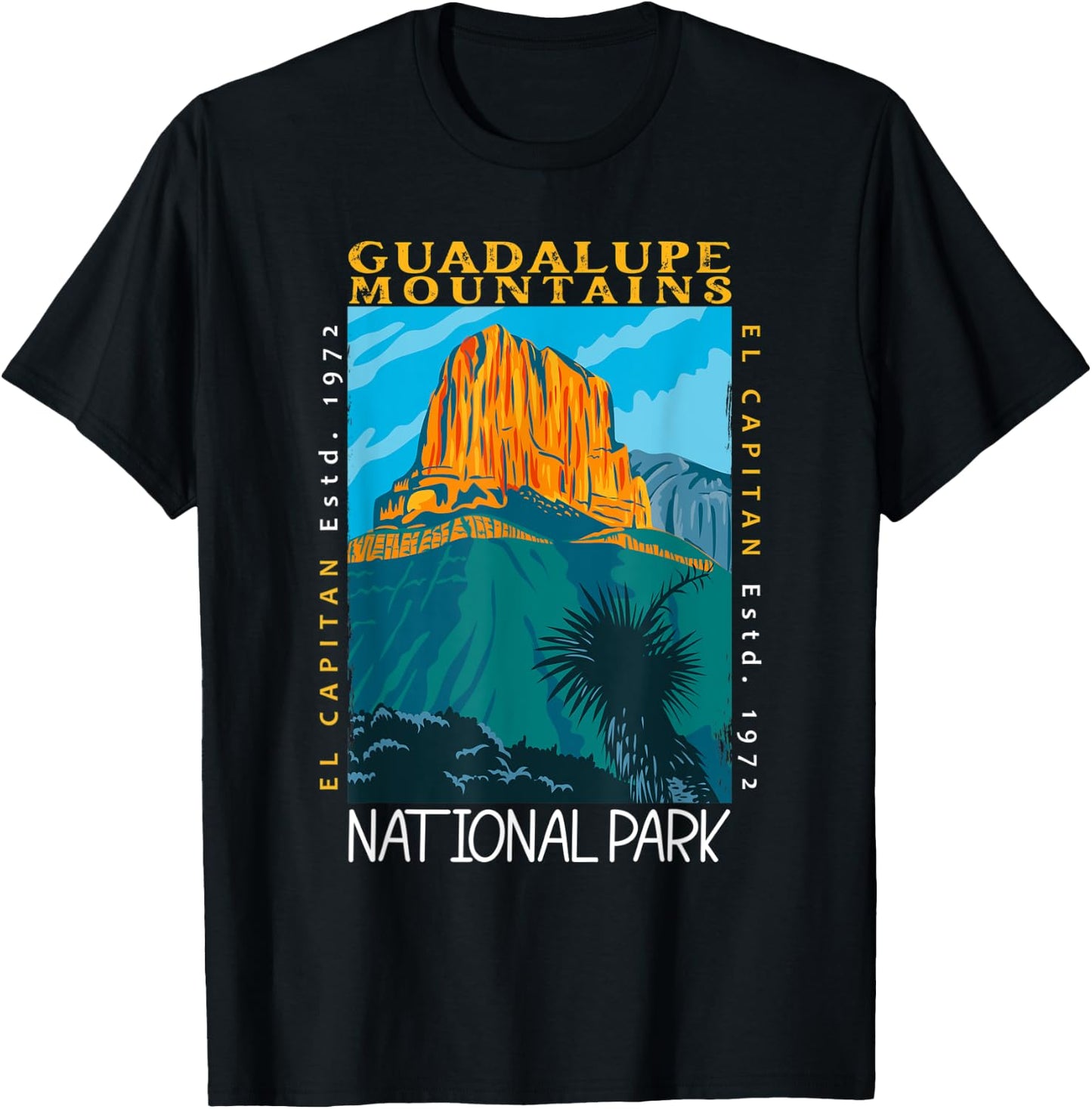 Guadalupe Mountains National Park El Capitan Vintage T-Shirt - T-Shirt | Black