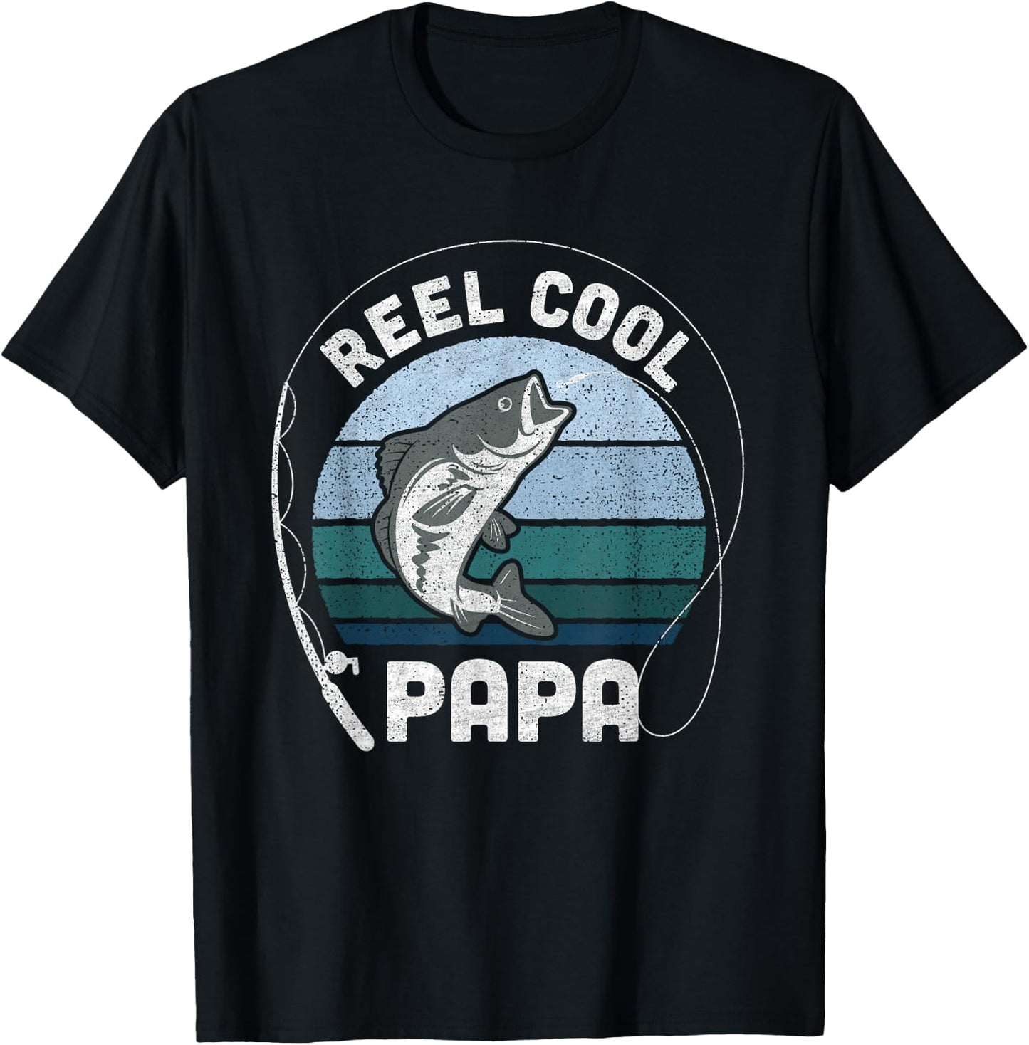 Funny Reel Cool Papa Fishing Fathers Day T-Shirt - T-Shirt | Black