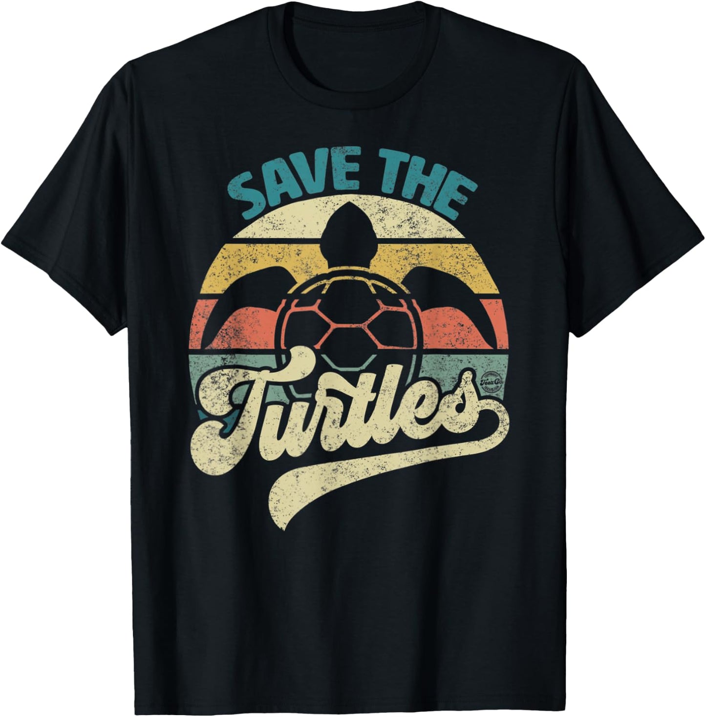 Save The Turtles Retro T-Shirt - T-Shirt | Black