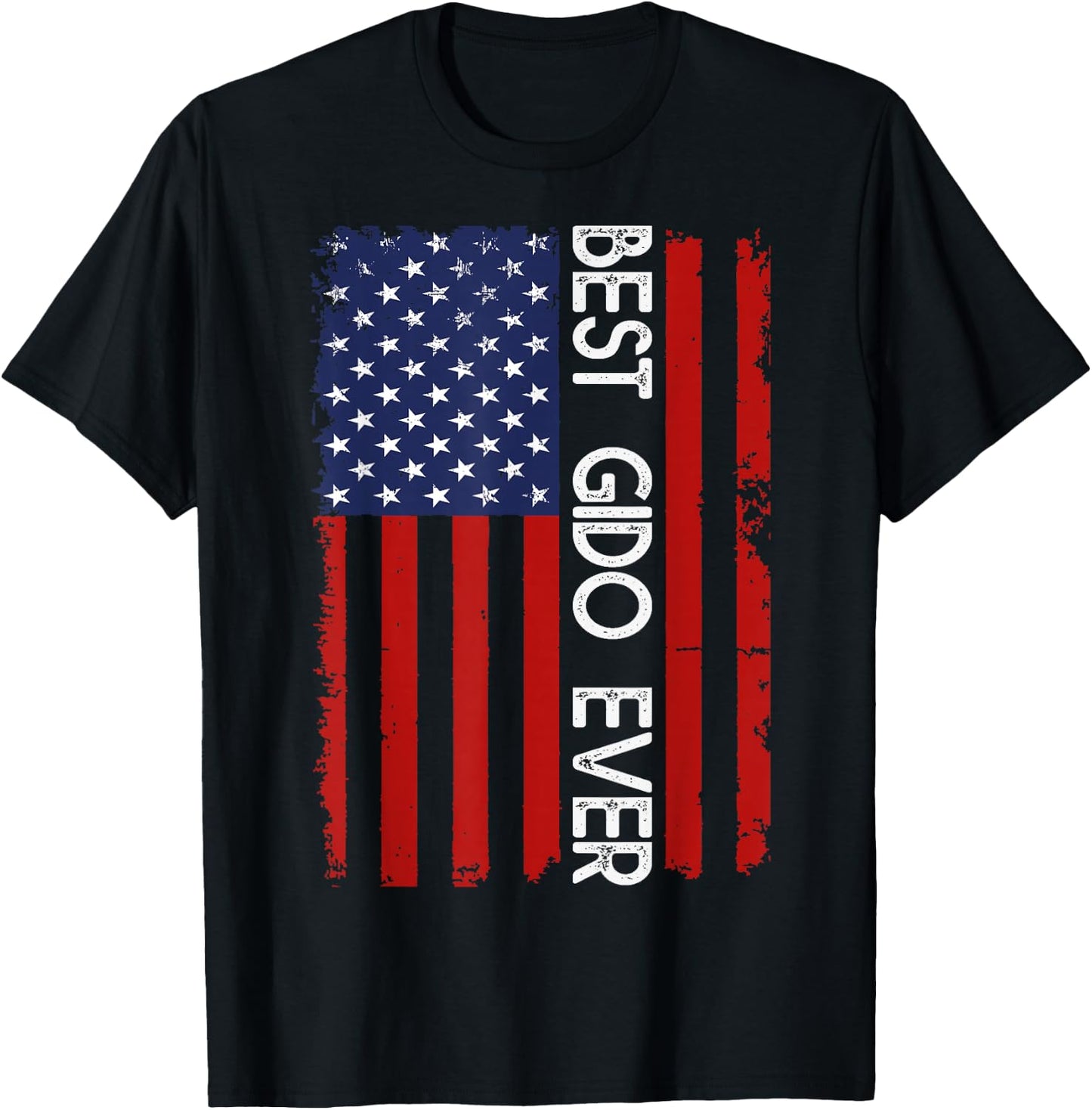 Best GIDO Ever Vintage American Flag Fathers Day T-Shirt - T-Shirt | Black