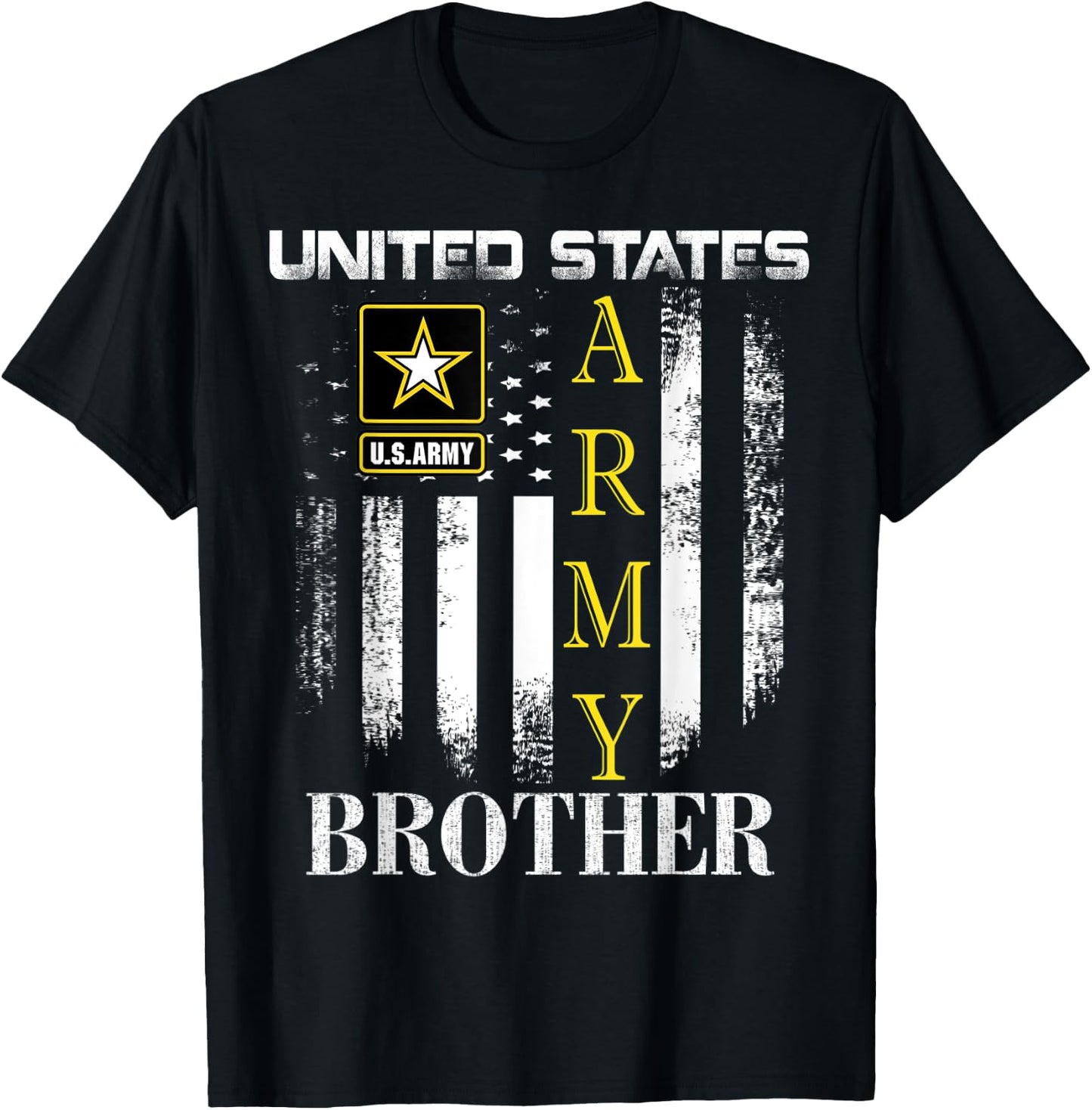 Vintage United States Army Brother With American Flag Gift Women Kids Men T-Shirt - T-Shirt | Black