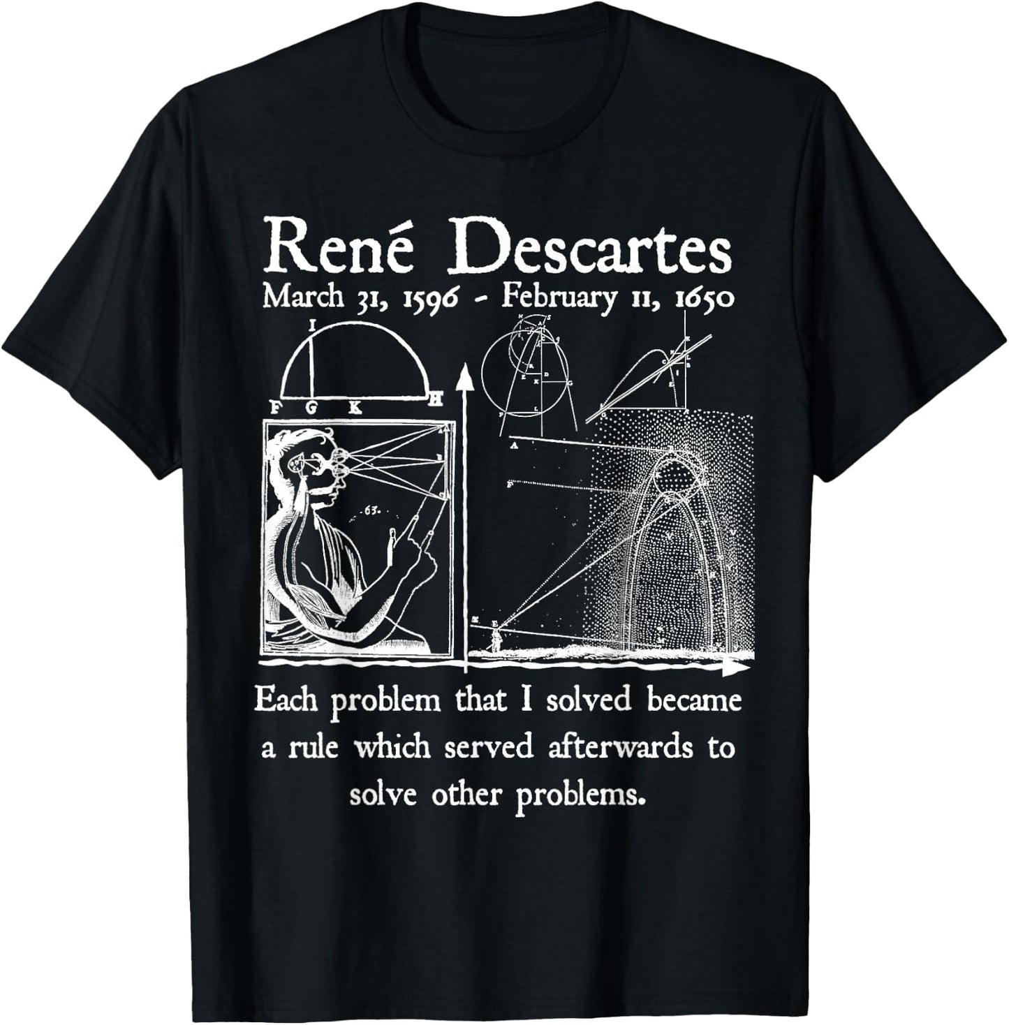 Nerdy Vintage Descartes Algebra Mathematician Math Teacher T-Shirt - T-Shirt | Black