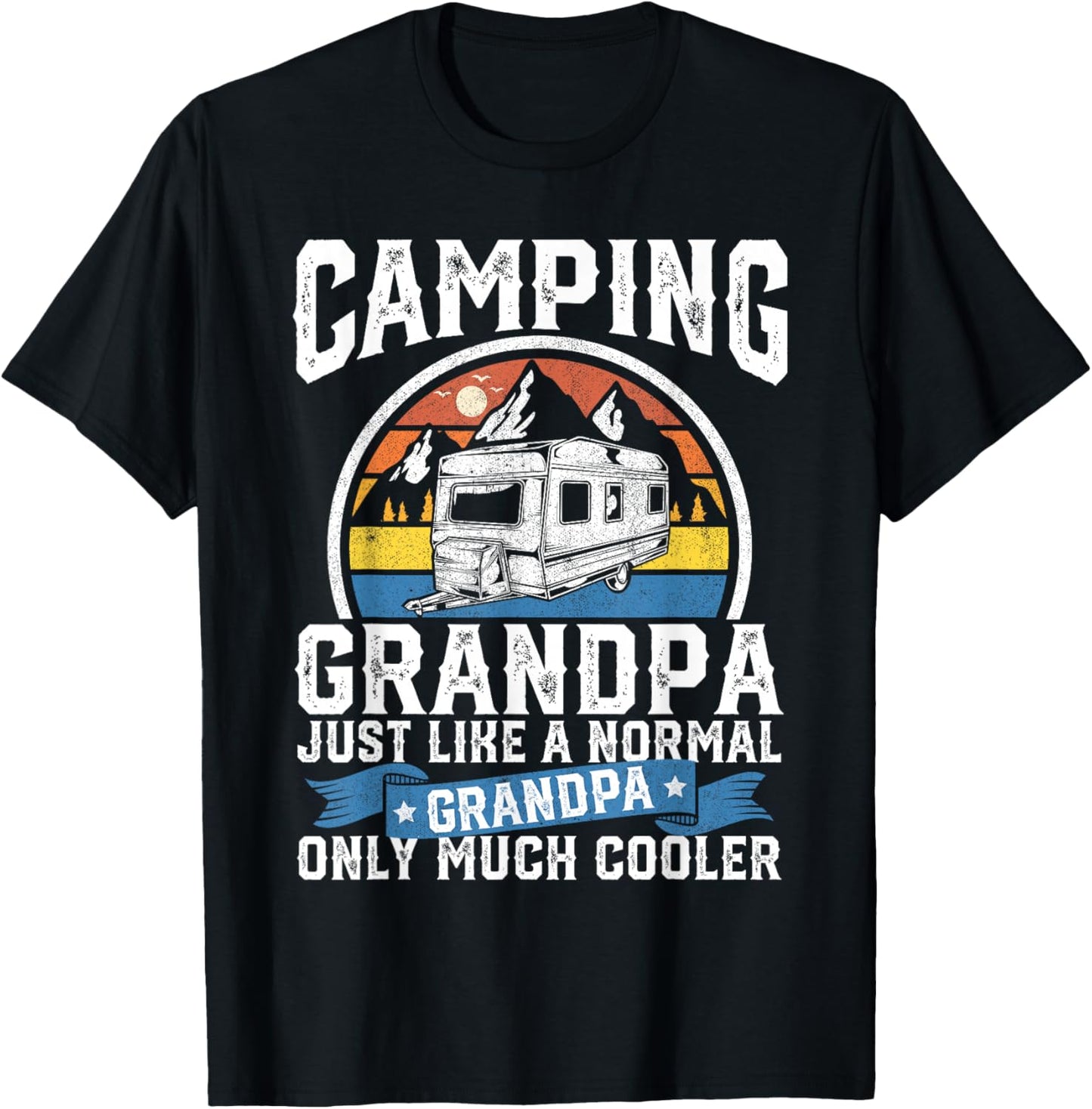 Camping Grandpa Funny Camper RV Retro Papa Outdoors Gift T-Shirt - T-Shirt | Black