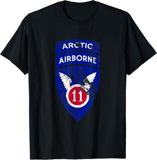 11th Airborne Division Patch - Arctic Angels - Vintage T-Shirt - T-Shirt | Black