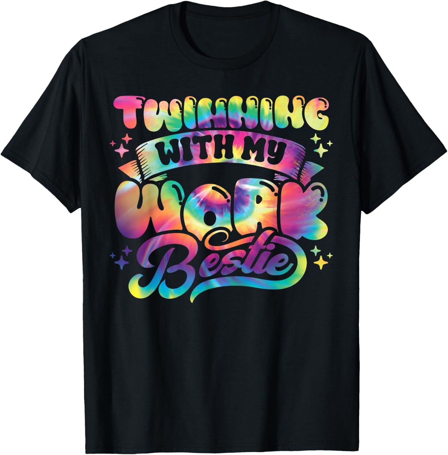 Spirit Week Twin Day Twinning with My Work Bestie Tie Dye T-Shirt - T-Shirt | Black
