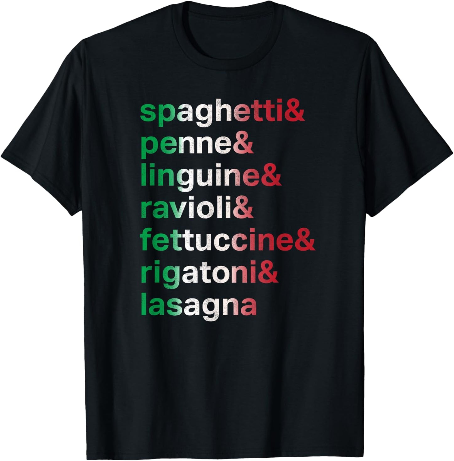 Pasta Italian Food Foodie Chef List of Pastas T-Shirt - T-Shirt | Black