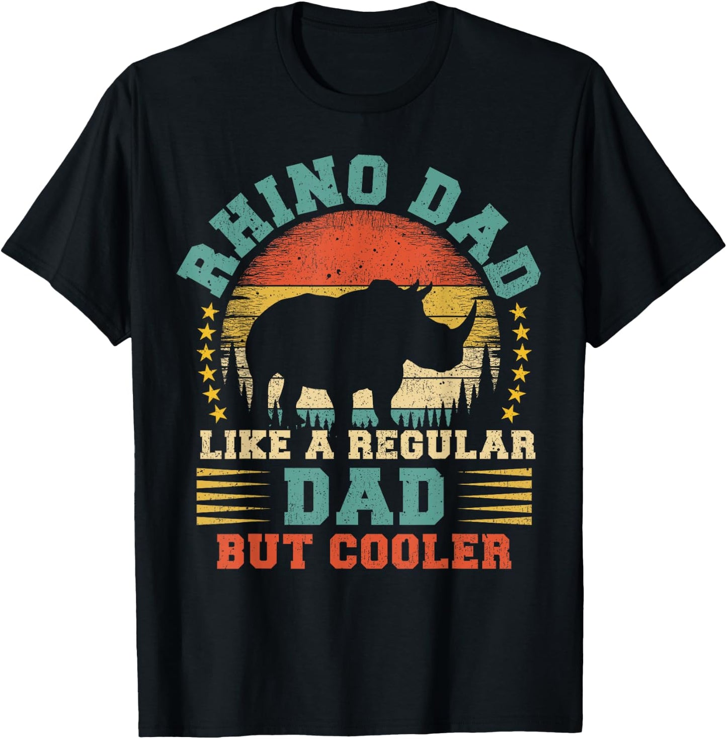 Vintage Rhino Dad Like A Regular Dad Rhino Father's Day T-Shirt - T-Shirt | Black