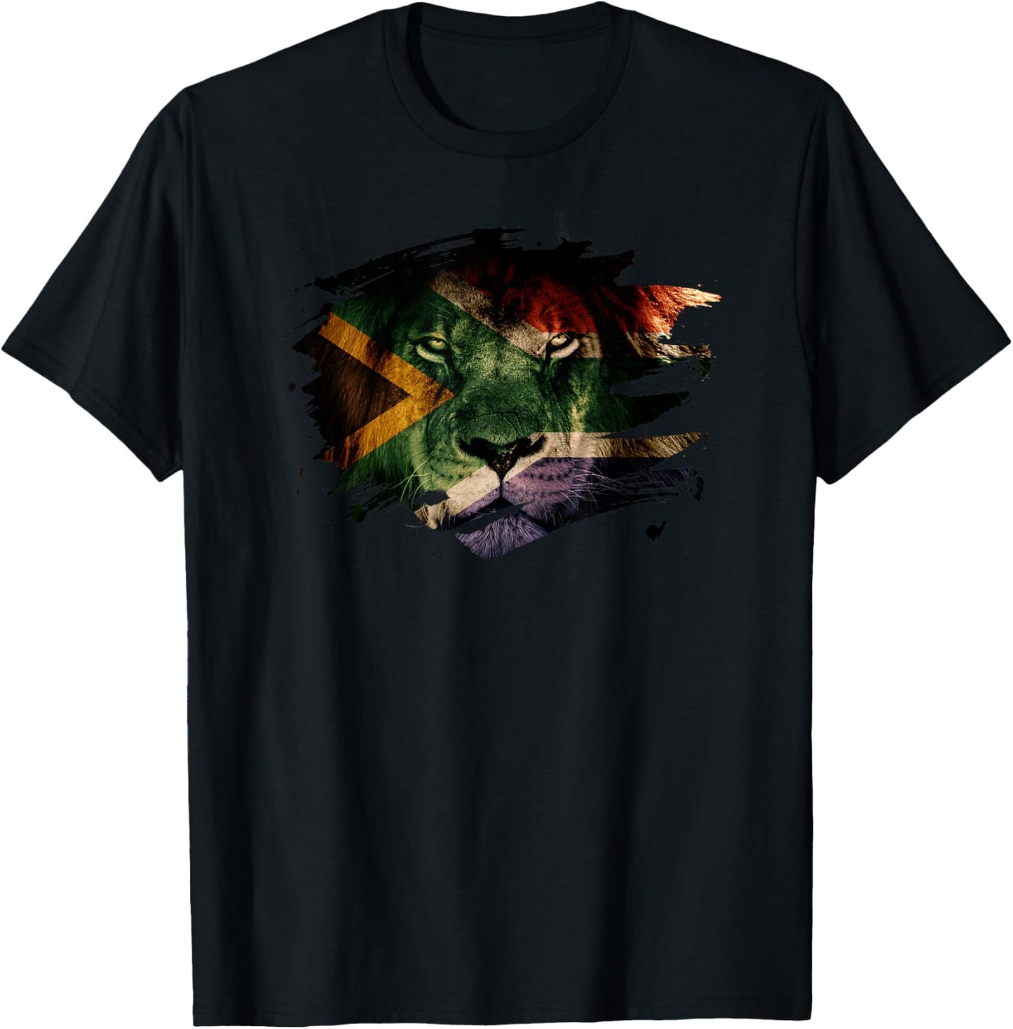 South Africa Flag and Lion - South African Pride T-Shirt - T-Shirt | Black