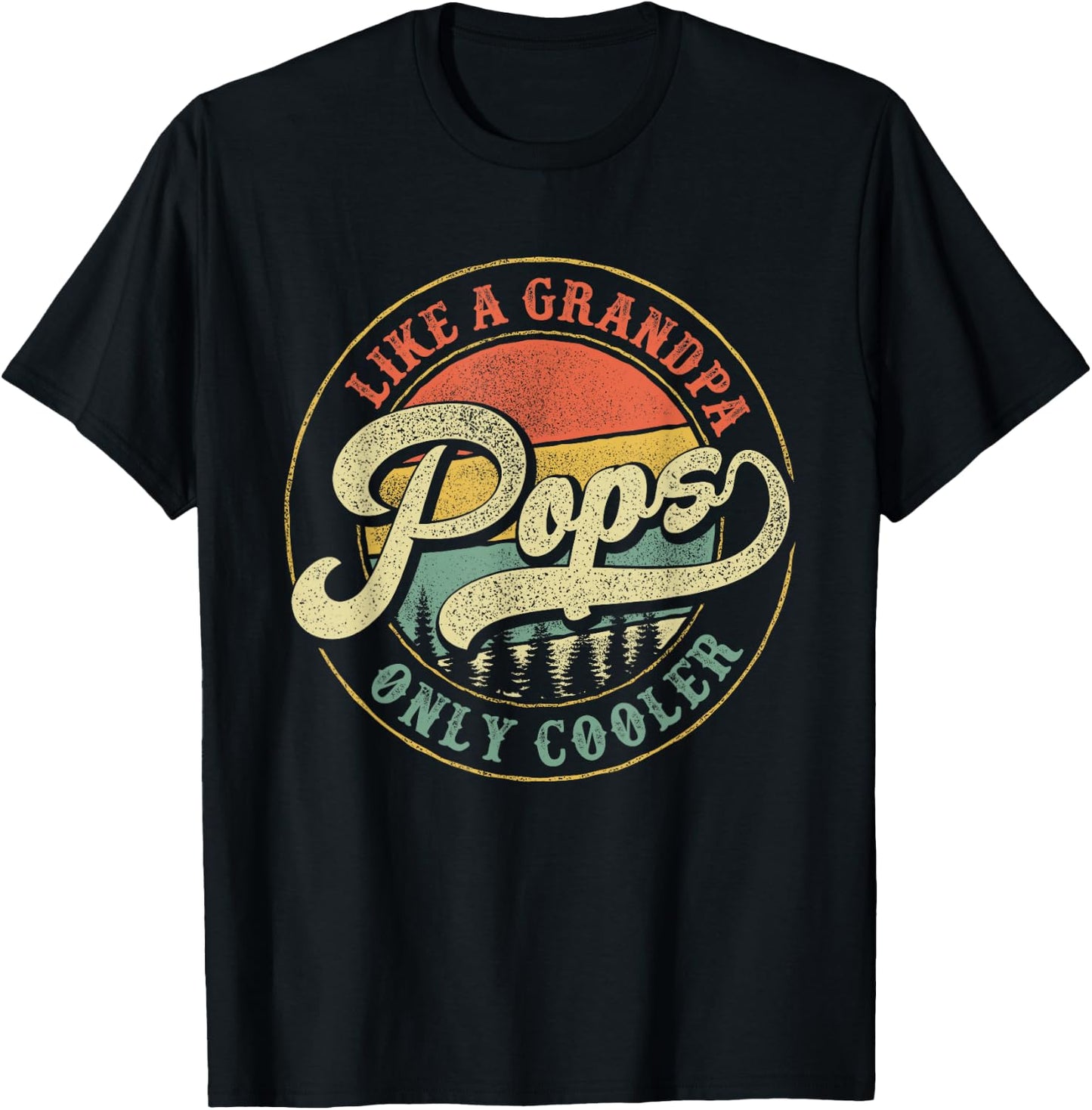 Pops Like a Grandpa Only Cooler Vintage Retro Pops Dad T-Shirt - T-Shirt | Black