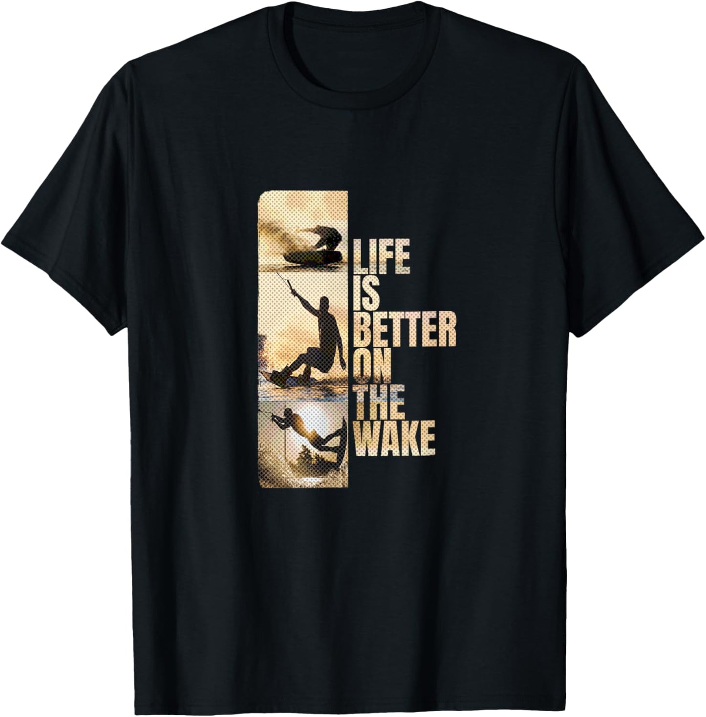 Wake-X Wakeboard Wakeskate Wassersport Wakeboarder , -Adults, Black, Small, Short Sleeve, Vintage Style, Life is Better on the Wakeboard T-Shirt - T-Shirt | Black
