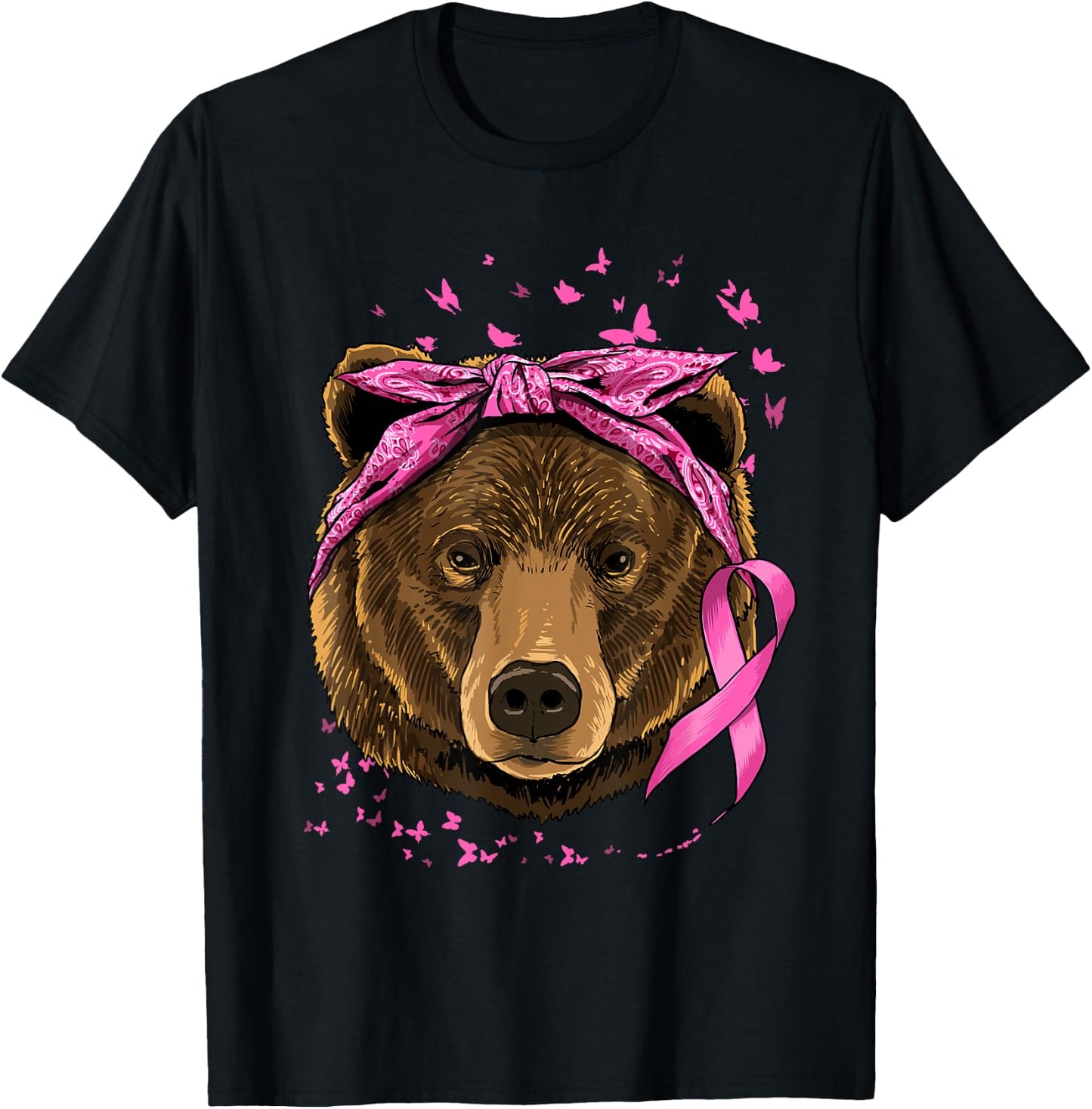 Pawsome Breast Cancer Awareness Women's Pink Animal Print - Small - Short Sleeve - Classic Fit - Cotton Blend - Imported T-Shirt - T-Shirt | Black