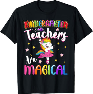 Kindergarten Teachers Are Magical | Unicorn Teacher T-Shirt - T-Shirt | Black