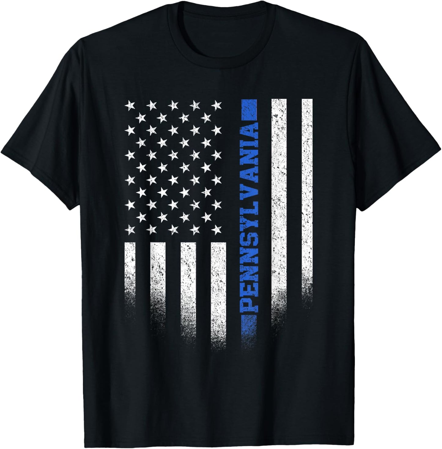 Pennsylvania State Blue Line US Flag PA Police Officer T-Shirt - T-Shirt | Black