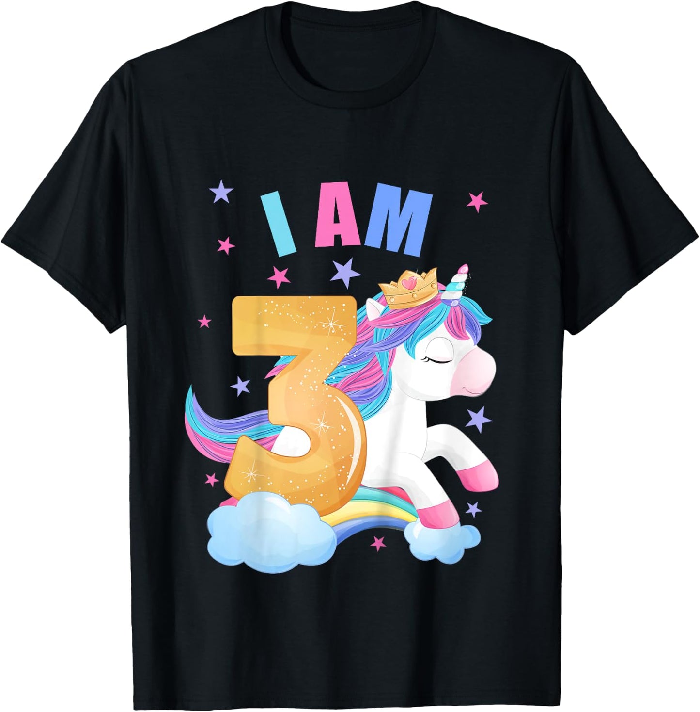 3 Years old 3 birthday outfit Boy girl Unicorn T-Shirt - T-Shirt | Black