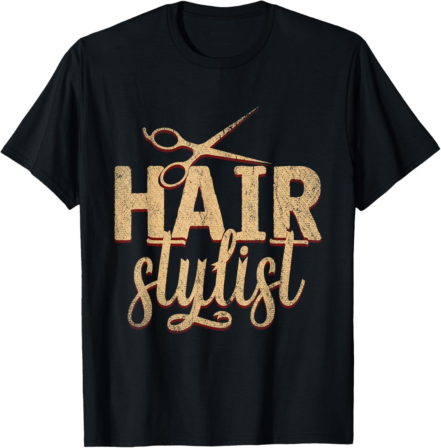 Hairdresser Salon Scissors Barber Gift Profession Hair Stylist T-Shirt - T-Shirt | Black