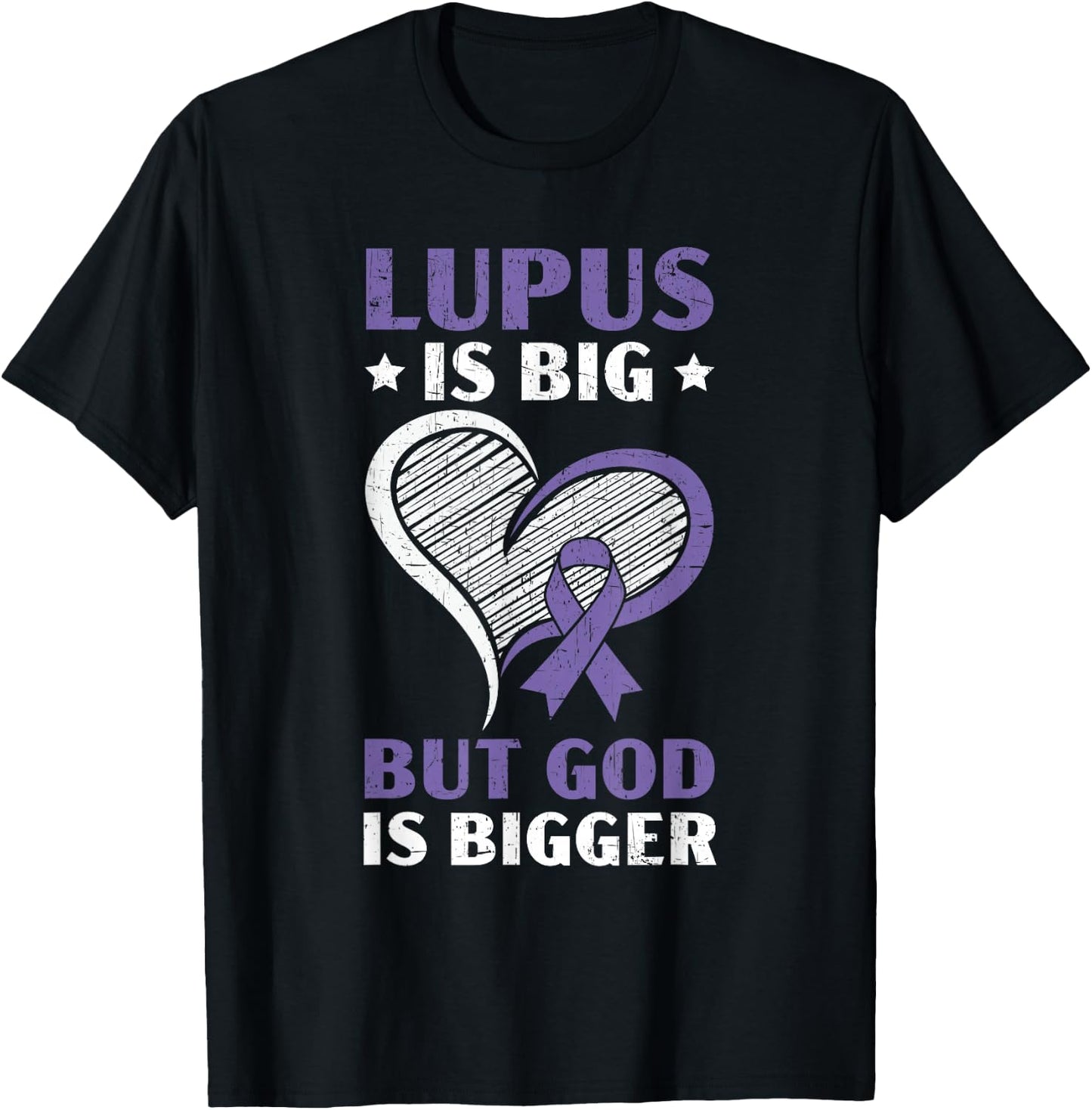 Lupus Awareness Purple Ribbon SLE Autoimmune Disease T-Shirt - T-Shirt | Black