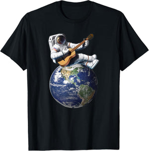 Astronaut Playing Guitar Space Guitarist Music Gift T-Shirt - T-Shirt | Black