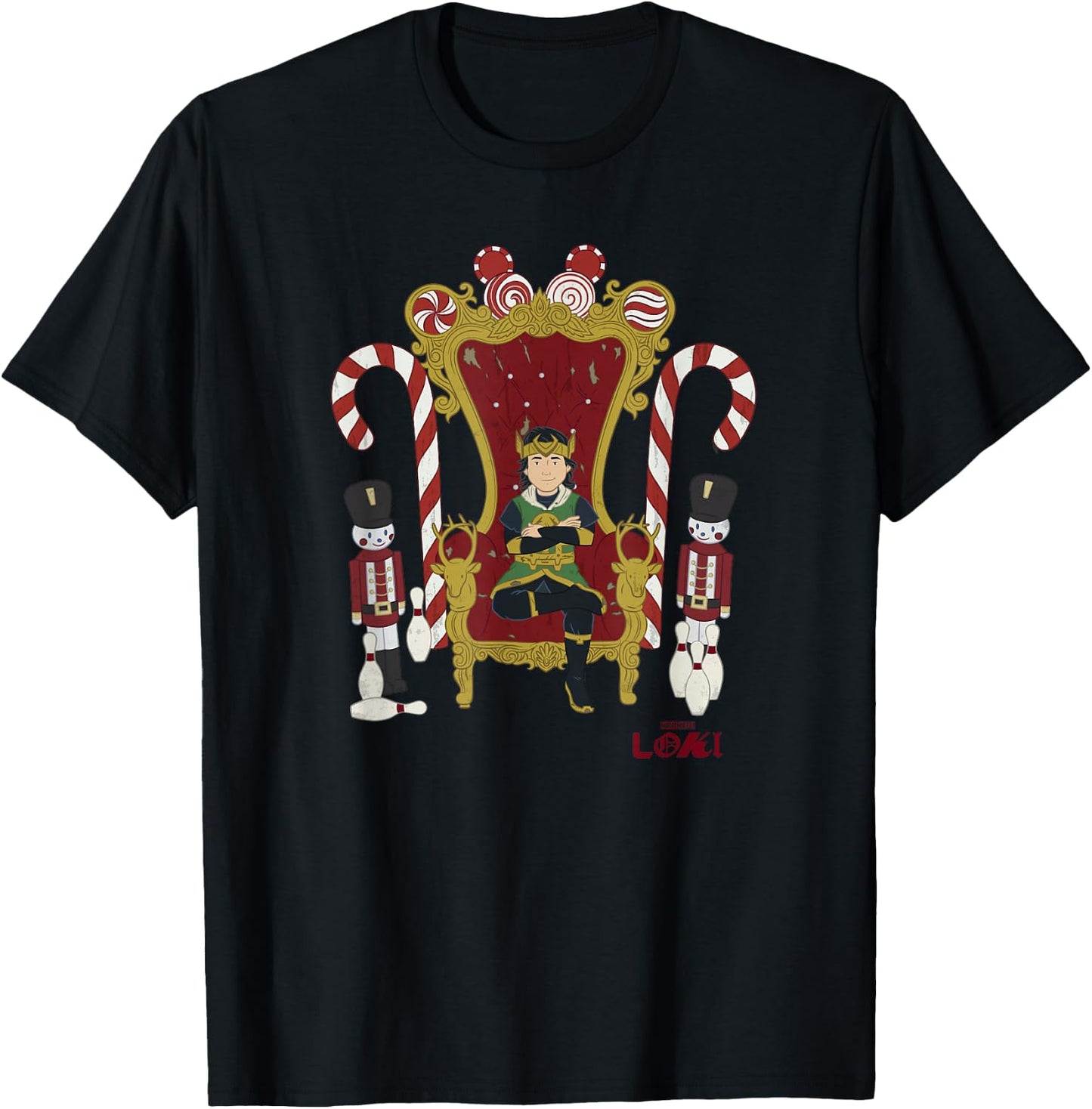 Marvel Loki Kid Loki On The Christmas Throne T-Shirt - T-Shirt | Black