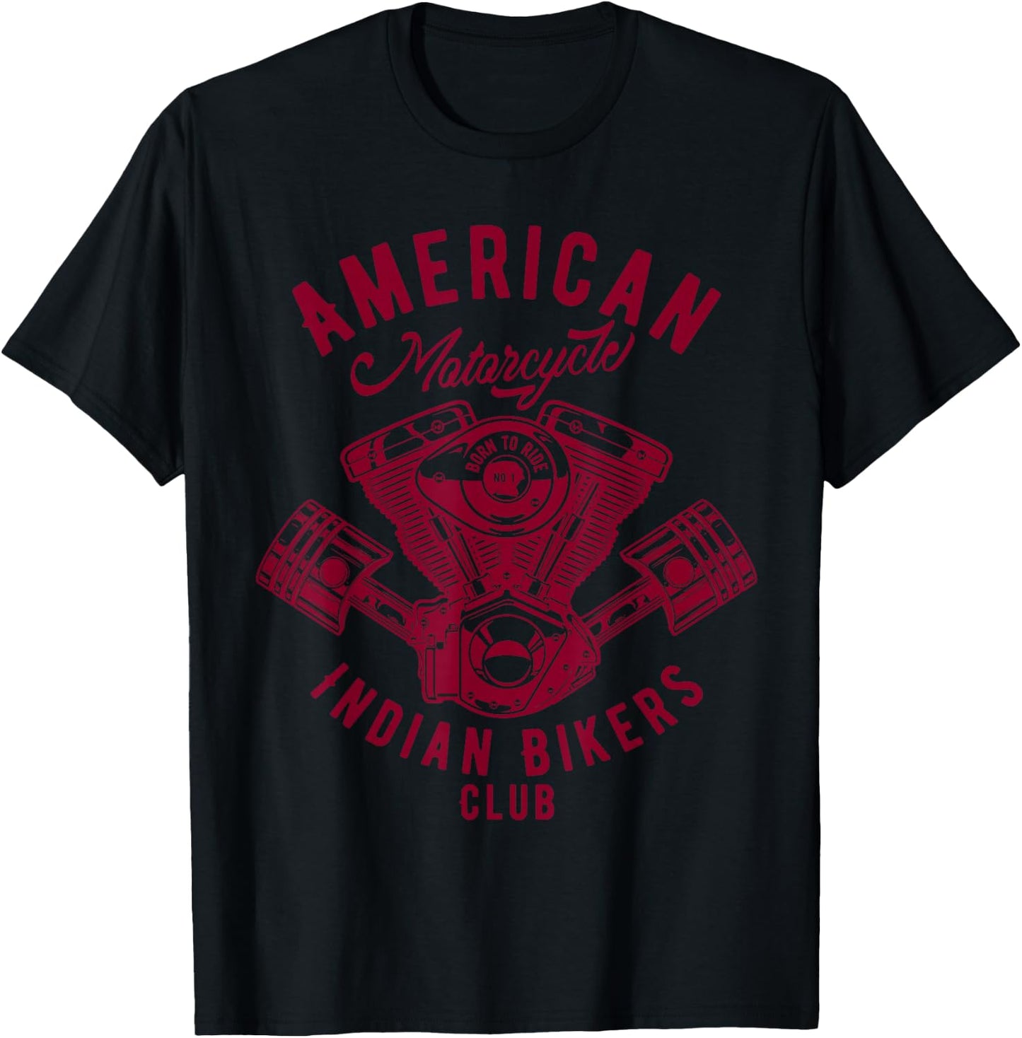 retro American Motorcycle Indian Bikers Club T Shirt T-Shirt - T-Shirt | Black
