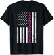 Breast Cancer Shirt Women Men USA Flag Pink Ribbon T-Shirt - T-Shirt | Black