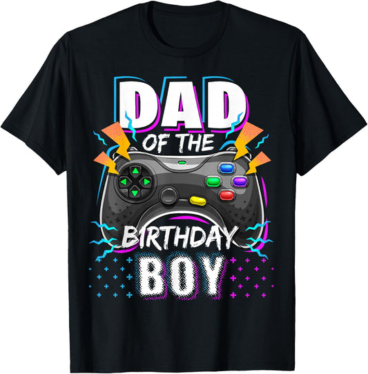 Dad of the Birthday Boy Matching Video Gamer Birthday Party T-Shirt - T-Shirt | Black