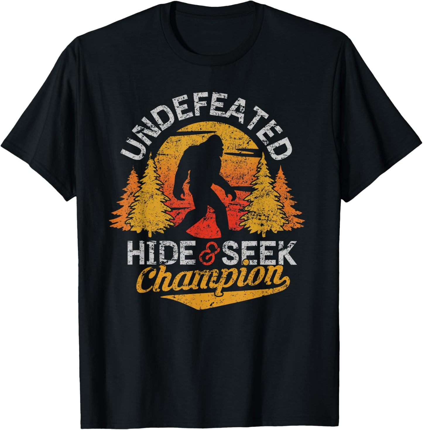 Bigfoot Hide and Seek Champion Shirt Sasquatch Men Kids T-Shirt - T-Shirt | Black